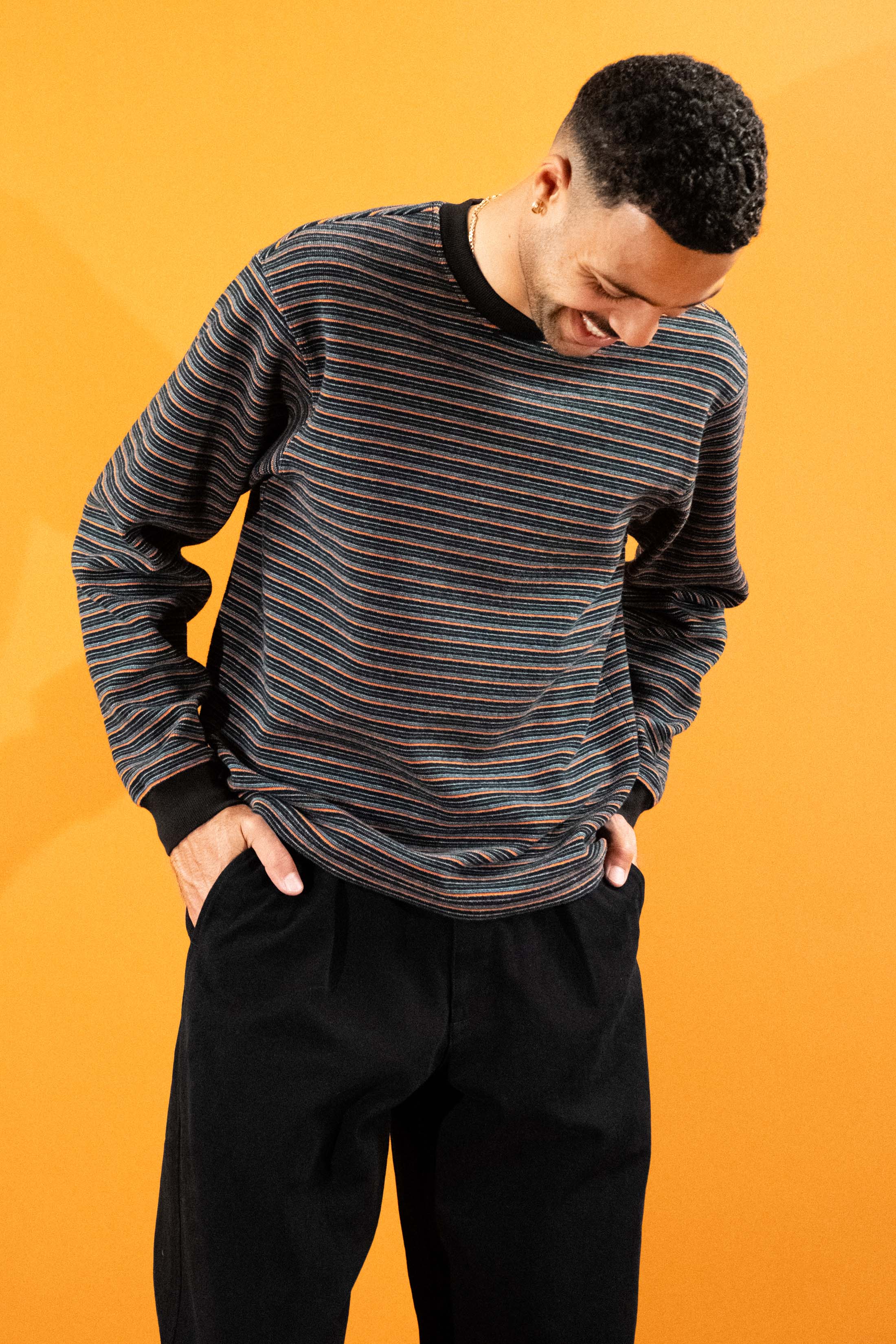 Verve Long Sleeve Striped Tee [Black] - Image 2